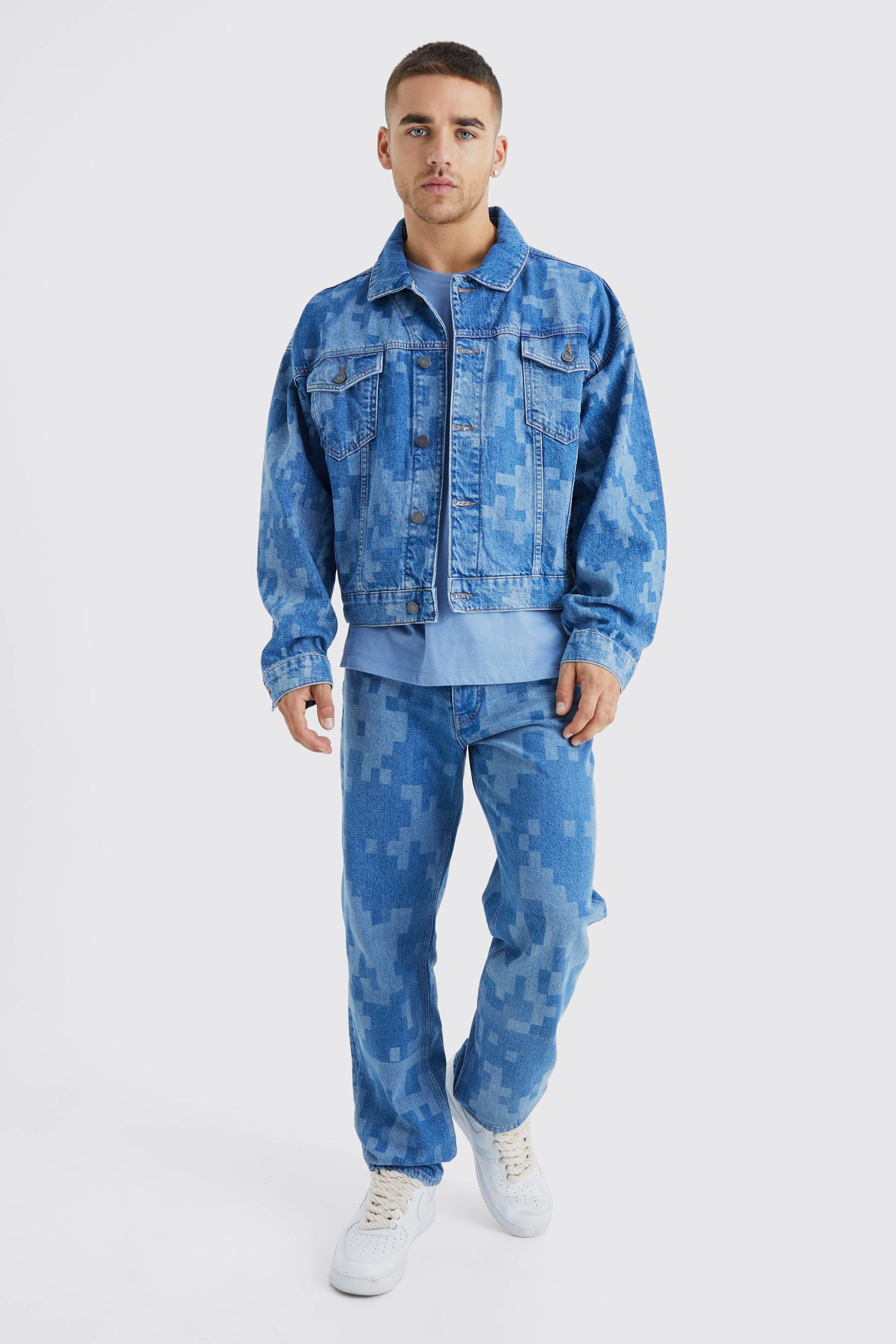 Camo Print Denim Jacket and Jeans Set Camo Print Denim Jacket and Jeans Set